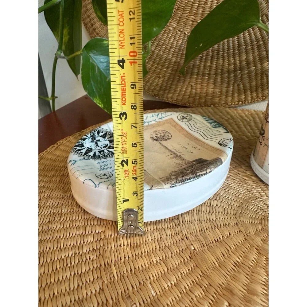 Nautical Ceramic Jar with Lid – Compass & Sea Design